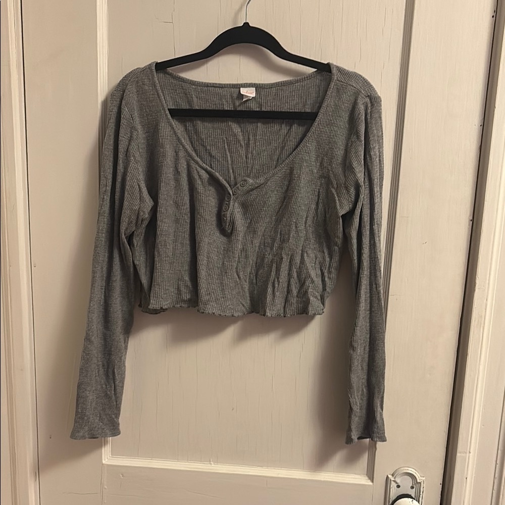 Cozy Cropped Waffle Henley